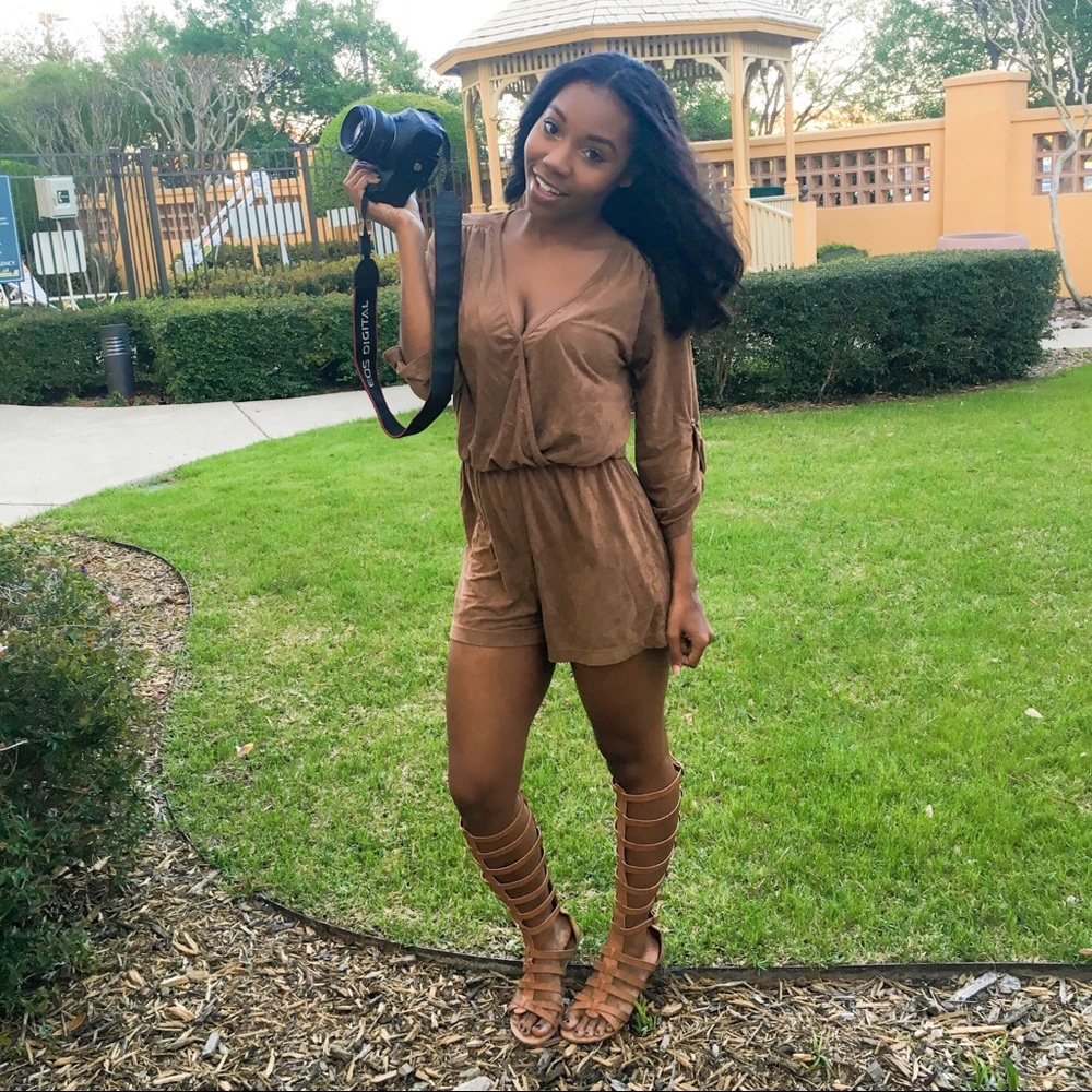 Faux Suede Romper